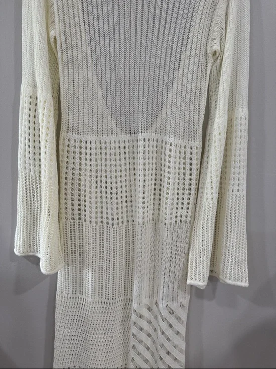 L'Academie Evea Crochet white Maxi knit dress swim coverup resort wear vacation - Picture 4 of 8